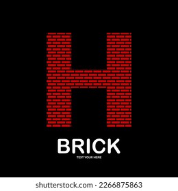 Abstract letter h with brick vector logo template. Suitable for business, web, corporate, building and art logotype. Also, use for growth and brick symbol