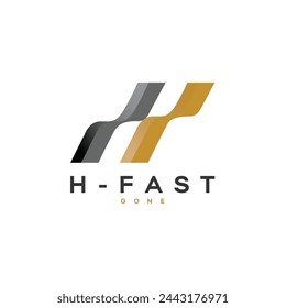Abstract letter H fast and speed logo design with modern elegant color