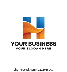Abstract Letter H Gradient Logo Design