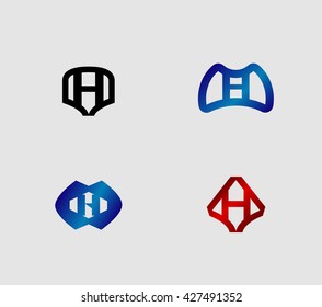 Abstract Letter h Icon set, collection
