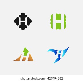 Abstract Letter h Icon set, collection
