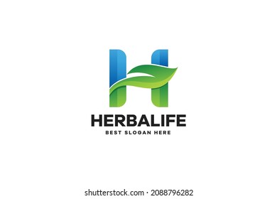 Abstract Letter H Leaf Logo