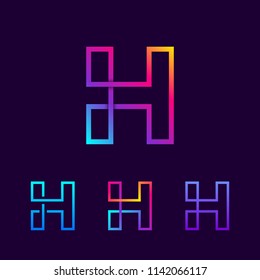 Abstract Letter H Line Monogram Colorful loops logotype, Square shape, swirl spiral infinity logo symbol, Technology and digital connection