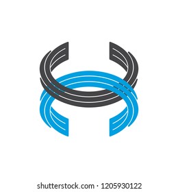 abstract letter h linked stripes object logo