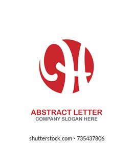 Abstract Letter H logo with circle, simple icon in flat design, isolated on white background. Vector illustration