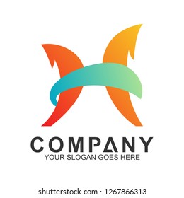 abstract letter H logo design template