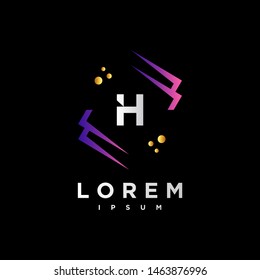 Abstract letter H logo design template. purple and black Color. creative sign. Universal vector icon.