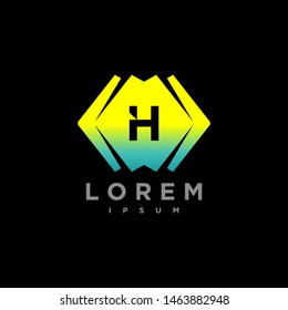 Abstract letter H logo design template. yellow and black Color hexagon creative sign. Universal vector icon.