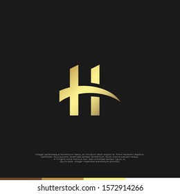 Abstract letter H logo design. Linear creative monochrome monogram symbol. Universal elegant vector icon. Premium business finance logotype.