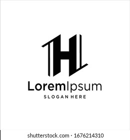 Abstract Letter H logo design template. Line vector symbol, Letter H Idea logo design inspiration