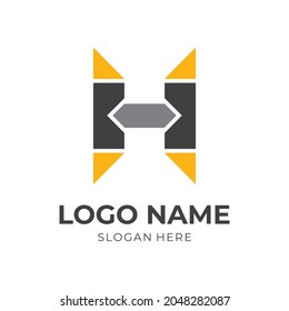 abstract letter H logo design template concept vector with flat colorful style