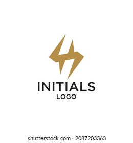 Abstract letter H logo design with lightning vector graphic