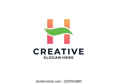 Abstract letter H logo design with creative combination.