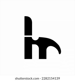 Abstract letter H logo design with hammer head element.