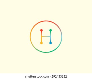 Abstract letter H logo design template. Colorful lined creative sign. Universal vector icon.