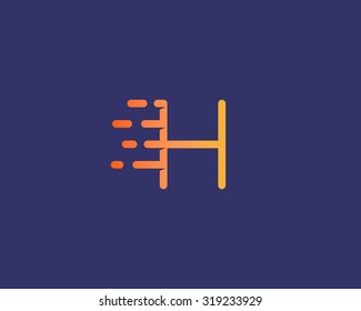 Abstract letter H logo design template.  Dynamic vector unusual line font. Universal fast speed fire moving water quick energy drop icon symbol mark.