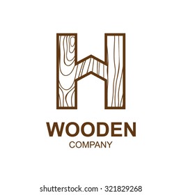 Abstract letter H logo design template with wooden texture,home,Logo design,Vector illustration,concept wood, sign,symbol,icon,Interesting design template for your company logo