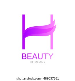 Abstract letter H logo design template with beauty spa salons yoga,purple