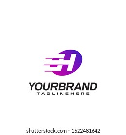 Abstract letter H logo with fast speed lines fast speed moving delivery concept design