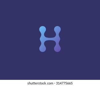 Diseño vectorial de icono del logotipo H de letra abstracta. Símbolo de chip de átomo de dna de biotecnología colorida universal. Logotipo de medicina, ciencia, tecnología, laboratorio, electrónica.