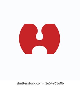 Abstract Letter H logo as abstract mouth. Minimal and geometric vector sign.