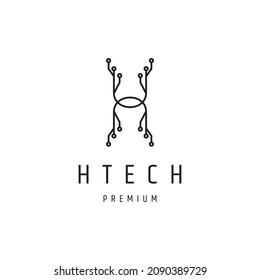 Letra abstracta H logotipo plantilla de diseño técnico estilo lineal icono en el fondo blanco