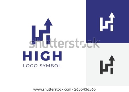 Abstract Letter H logo with upward arrow and step shape for business growth concept, progress, growth, and high achievement. vector graphic symbol