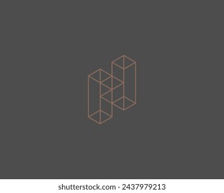 Letra abstracta H estilo isométrico del logotipo. Monograma de vector plano creativo. Concepto de logotipo de oficina de arquitectura universal.