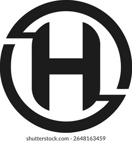 Abstract letter h minimalist logo design in a circle symbol with transparency