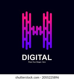Abstract letter H modern vector logo design font. Suitable for typography technology electronic, geometric technology font and modern futuristic design 
