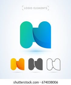 Abstract letter H origami style logo template. Message bubble icon