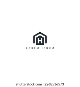 Abstract letter H real estate house logo design vector element.