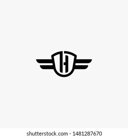 Abstract letter H shield logo design template. Premium nominal monogram business sign. Universal foundation vector icon. Abstract letter H wing logo design template.