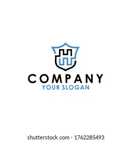 Abstract letter H shield logo design template. Premium nominal monogram business sign. Universal foundation vector icon.