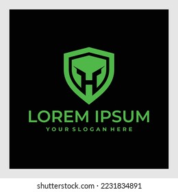 Plantilla de diseño del logotipo del blindaje H de la letra abstracta. Signo de negocio de monograma nominal premium. Icono de vector de fundación universal.
