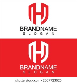 Diseño Abstractas del logotipo del escudo de la letra H. Monograma de la letra H de la forma de la línea del escudo para el logotipo de la seguridad de la compañía, Cyber, protección, logotipo de Guardian.