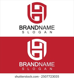 Diseño Abstractas del logotipo del escudo de la letra H. Monograma de la letra H de la forma de la línea del escudo para el logotipo de la seguridad de la compañía, Cyber, protección, logotipo de Guardian.