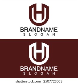 Abstract Letter H Shield Logo Design. Shield Line shape letter H monogram for company Security logo, Cyber, Protection, Guardian Logotype.