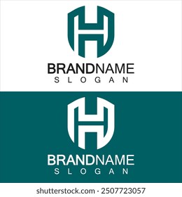 Abstract Letter H Shield Logo Design. Shield Line shape letter H monogram for company Security logo, Cyber, Protection, Guardian Logotype.
