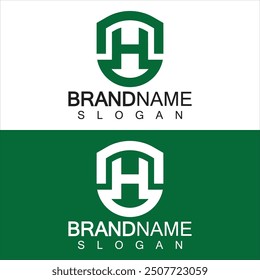 Abstract Letter H Shield Logo Design. Shield Line shape letter H monogram for company Security logo, Cyber, Protection, Guardian Logotype.