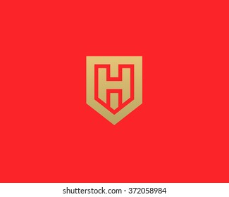 Abstract letter H shield logo design template. Premium nominal monogram business sign. Universal foundation vector icon. 