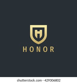 Abstract letter H shield logo design template