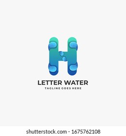 Abstract letter "H" with Water Vector Logo Illustration. Gradient Colorful Style.