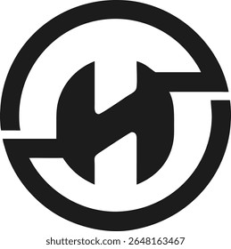Letra abstrata h dentro de um círculo design de logotipo minimalista conceito gráfico