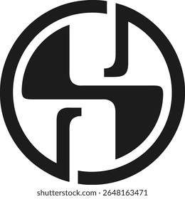 Letra abstrata h dentro de um círculo design de logotipo minimalista com transparência