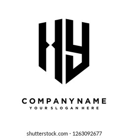 Abstract letter H Y shield logo design template