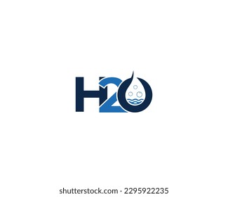 Abstract Letter H2o or H20 Water Bubble Logo Design With Water Wave Symbol Vector Illustration.