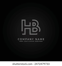 Abstract Letter HB Logo - Initial Monogram Template in Line Art Style