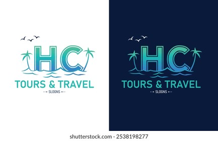 Abstract Letter HC CH With Travel Logo Design. Initial Summer Travel Logo Icon Vector