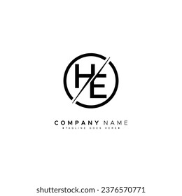Abstract Letter HE Logo - Initial Monogram Template for Alphabet H and E